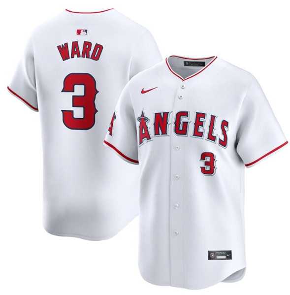 Men%27s Los Angeles Angels #3 Taylor Ward White Home Limited Baseball Stitched Jersey Dzhi